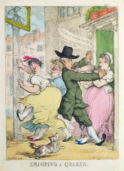 Tegg&39;s Caricatures Magazine、Vol IV、1814からの「クエーカーのクリンピング」 作： Thomas Rowlandson